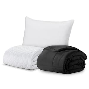 Signature 3-Piece Black Solid Color Microfiber Twin XL Size Comforter Set