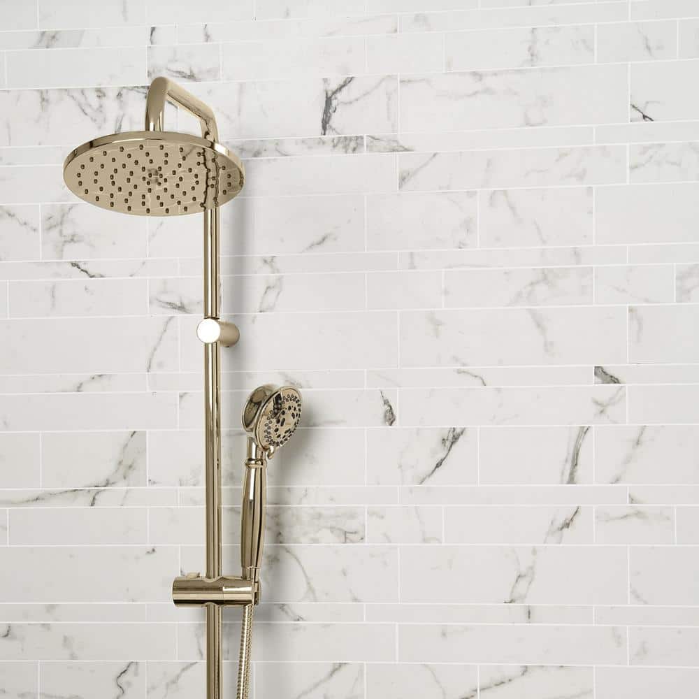 Saroshi Statuario Venato Matte Porcelain Marble Look Mosaic Tile