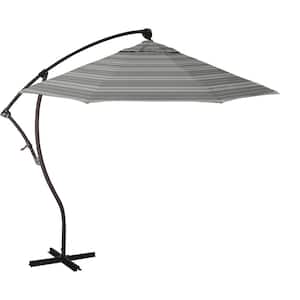 9 ft. Bronze Aluminum Cantilever Patio Umbrella with Crank Lift in Wellfleet Steel Pacifica Premium