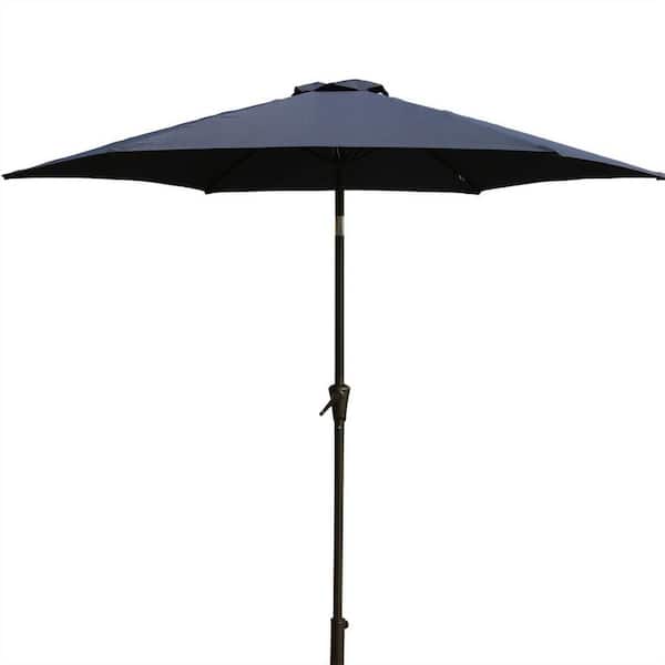Tidoin 9 ft. Aluminum Market Tilt Patio Umbrella in Navy Blue with Carry Bag