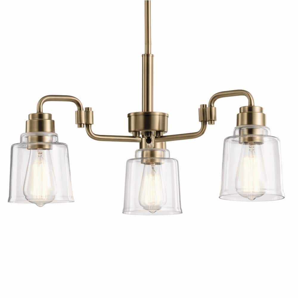 Aivian Weathered Brass 23" 3-Light Mini Chandelier