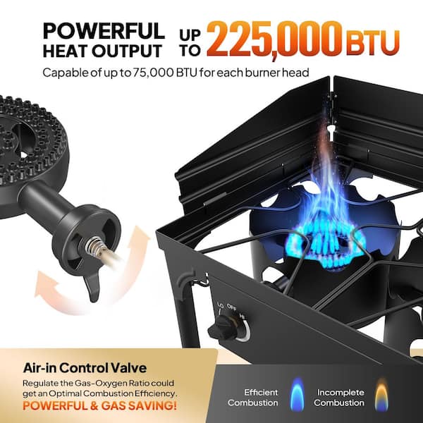 Gymax 225,000 BTU Outdoor 3-Burner Stove High Pressure Propane Gas Camp  Stove GYM08272 - The Home Depot