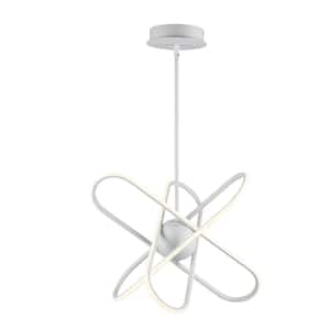 Nightingale 21.5 in. Dimmable Integrated LED White Ringed Chandelier Light Fixture