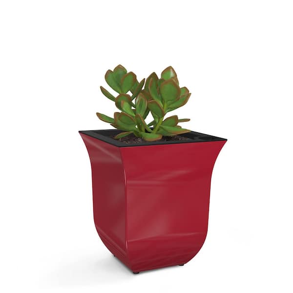 Mayne Valencia 8 in. Single Square Self-Watering Red Polypropylene Planter