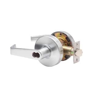 LSV Saturn Series Standard Duty Brushed Chrome Grade 2 Commercial Entry Door Lever/Handle with Lock and IC Core