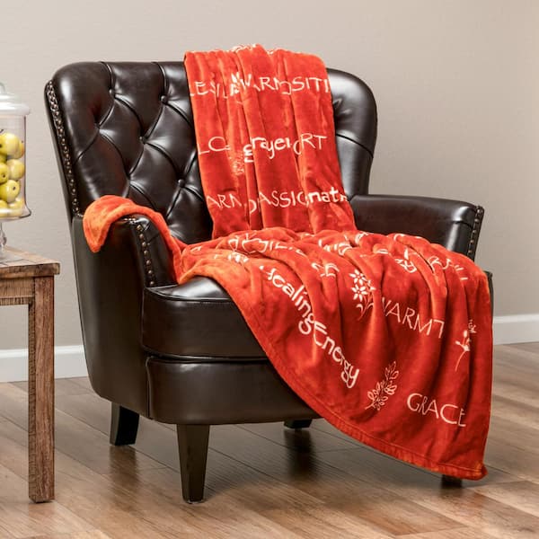 CHANASYA Positive Orange Words Polyester Gift Throw Blanket, 50 x 65 in.