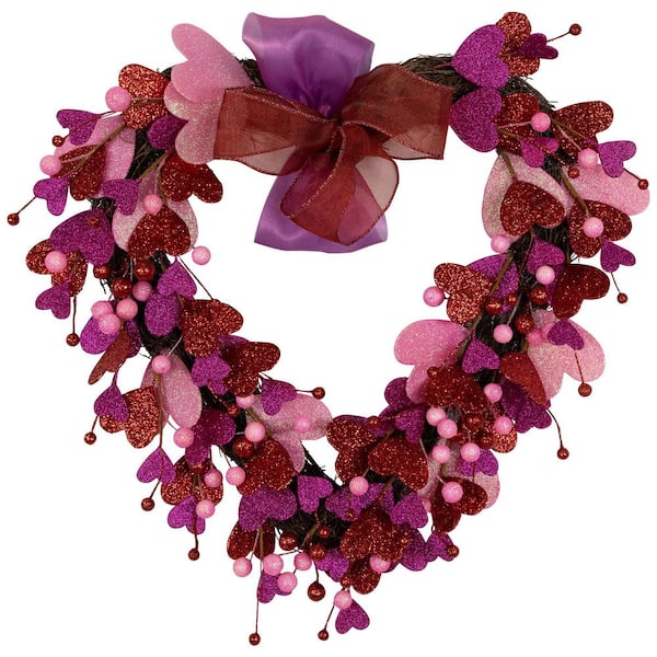 Northlight Glittered Hearts and Berries Valentine's Day Twig Wreath - 20 in.