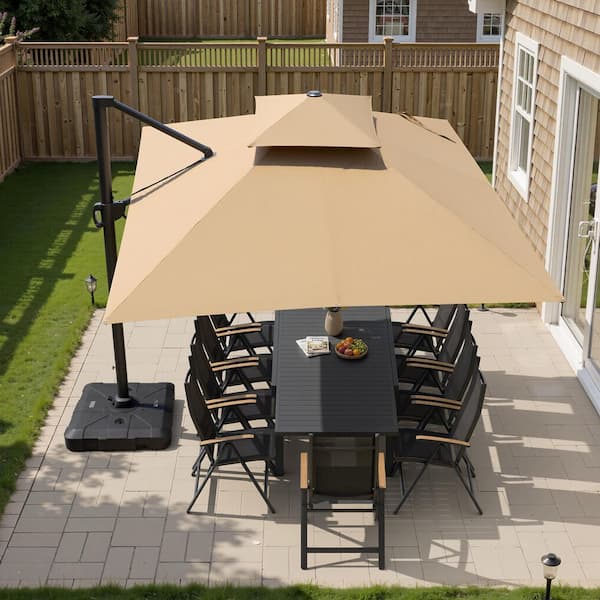 cantilever patio umbrella with base Treasure Garden 13' AKZ PLUS Octagon Cantilever Umbrella