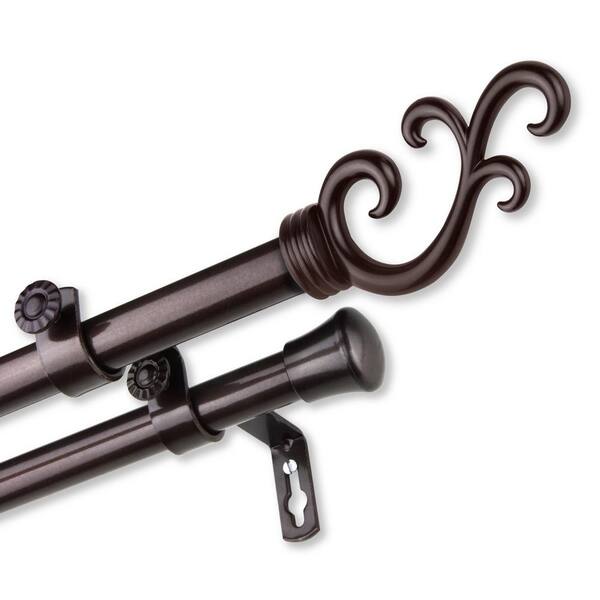 Unbranded 28 in. to 48 in. 13/16 in. Adjustable Carolyn Double Curtain Rod in Cocoa