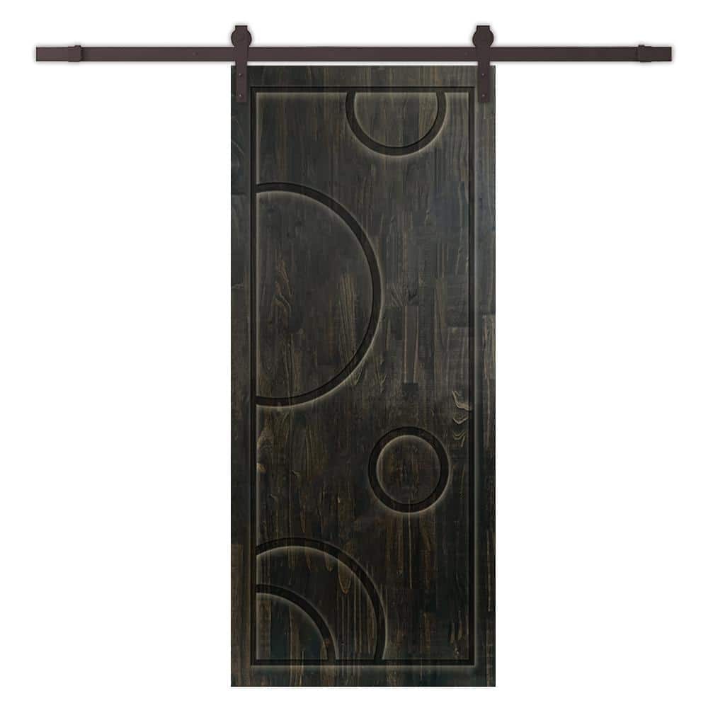30 in. x 80 in. Charcoal Black Stained Pine Wood Modern Interior Sliding Barn Door with Hardware Kit price history on PriceWatchPro