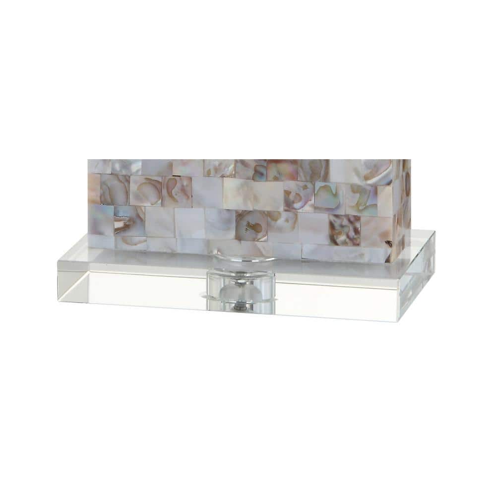 Natural Capiz Shell and Chrome Rectangle Nightstand Lamp