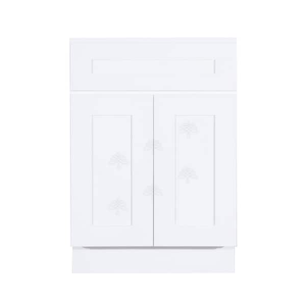 Lancaster White Plywood Shaker Stock Assembled Sink Base Kitchen Cabinet 27 in. W x 34.5 in. H x 24 in. D