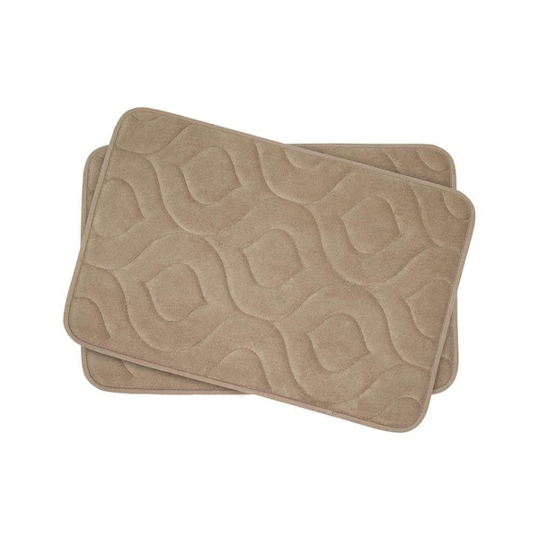 BounceComfort Naoli Linen 17 in. x 24 in. Memory Foam 2-Piece Bath Mat Set