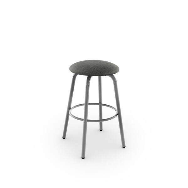 Amisco Log 26 in. Glossy Grey Metal Medium Grey Polyester Counter Stool