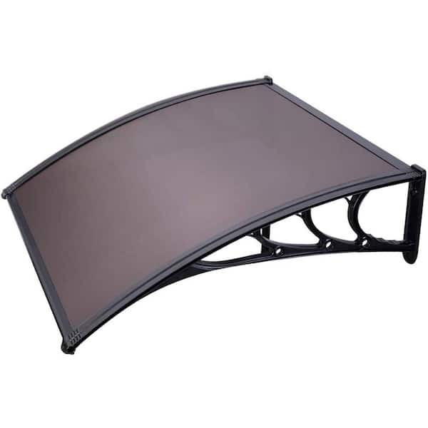 VIVOHOME 3.3 ft. Polycarbonate Window Fixed Awning (40 in. x 40 in.) in Brown and Black Bracket