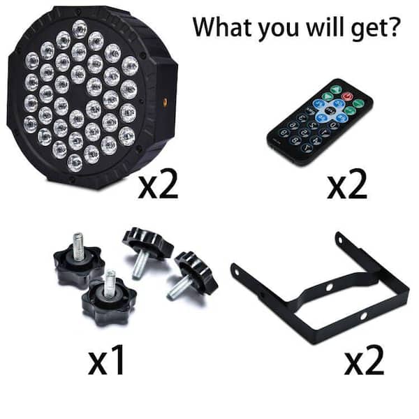 Lukyamzn 36 Led RGB Stage Lights Sound Activated Portable Party Lights Par Lights Remote Control DMX Disco Lights Uplights 4-Pack