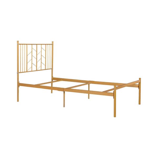 Furniturer Gold Twin Standard Bed Metal, What Is The Standard Size Of A Twin Bed Frame