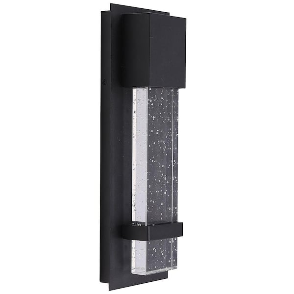 Eglo Venecia 2.52 in. W x 14.8 in. H 1-Light Matte Black LED Outdoor Wall Lantern Sconce with Clear Bubble Glass