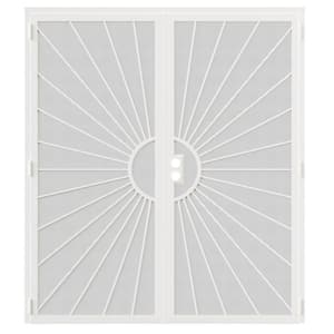 72 in. x 80 in. Universal/Reversible Hinging White Surface Mount Steel Security Door with Perforated Metal Screen