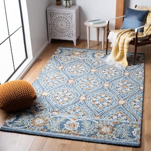 Blossom Navy/Yellow 3 ft. x 5 ft. Floral Geometric Area Rug