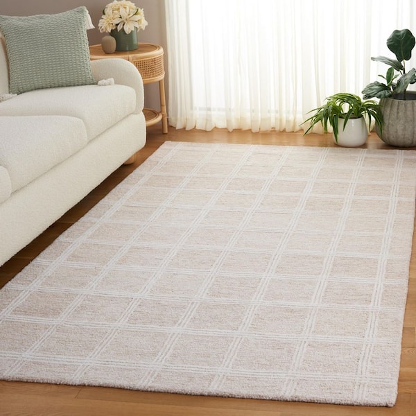 Pine 2 ft. x 3 ft. Beige/Ivory Solid Geometric Area Rug