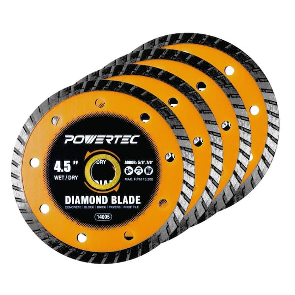 4-1/2 in. Turbo Rim Diamond Saw Blade for Angle Grinder, Cutting Concrete, Granite, Brick, Paver, Roofing Tile (4-Pack)