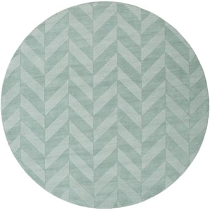 Central Park Carrie Teal 8 ft. x 8 ft. Round Indoor Area Rug