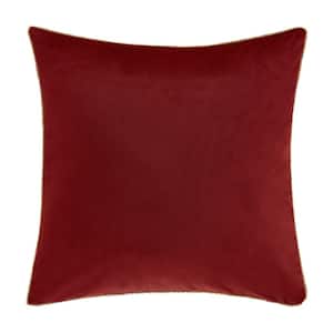 Nicholas Crimson Polyester 18 in. Square Embellished Decorative 18 in. x 18 in. Throw Pillow