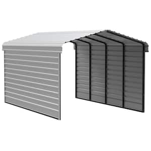 12 ft. W x 20 ft. D x 9 ft. H Eggshell Galvanized Steel Carport with 2-sided Enclosure