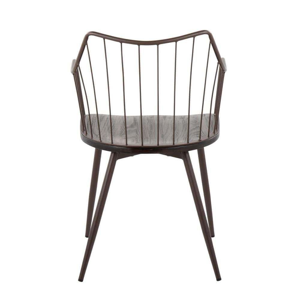 Winston Farmhouse Dark Brown Metal & Walnut Wood Accent Chair