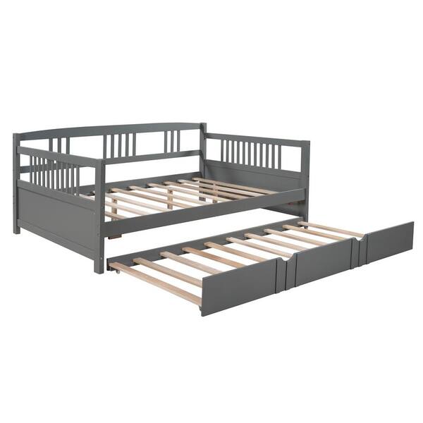 Full Daybed Wood Bed With Twin Trundle, Full Daybed With Twin Trundle
