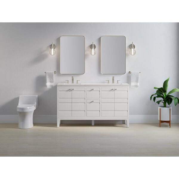 KOHLER Helst 60.12in. Double Sink Freestanding White Bath Vanity with White Quartz Top Assembled