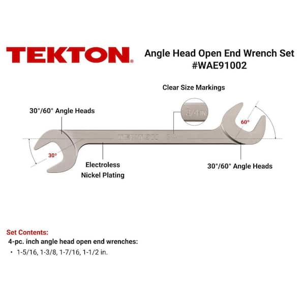 1-5/16-1-1/2 in. Angle Head Open End Wrench Set (4-Piece)