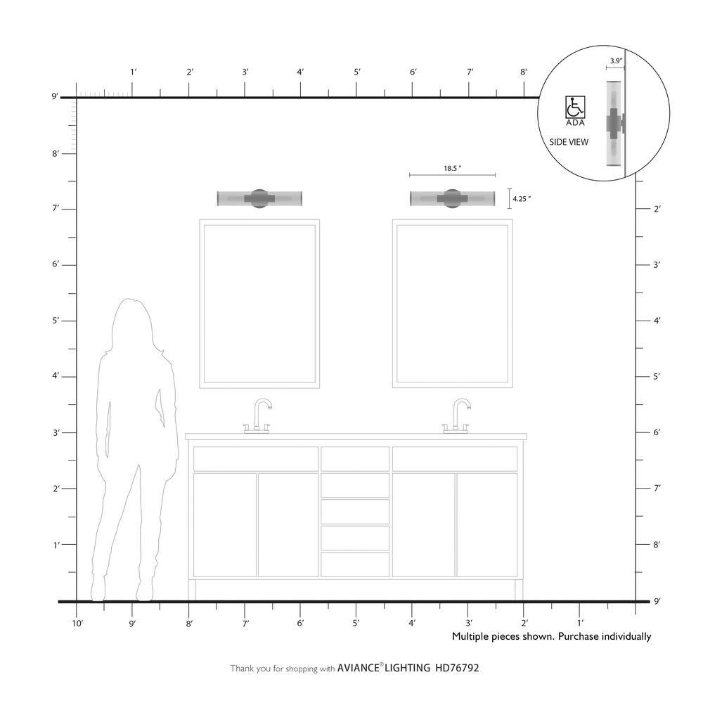 Bancroft Satin Brass 2-Light Vanity with Clear Glass Shades