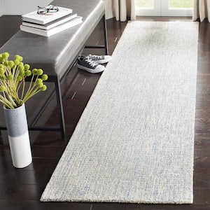 Abstract Ivory/Blue 2 ft. x 22 ft. Geometric Speckled Runner Rug