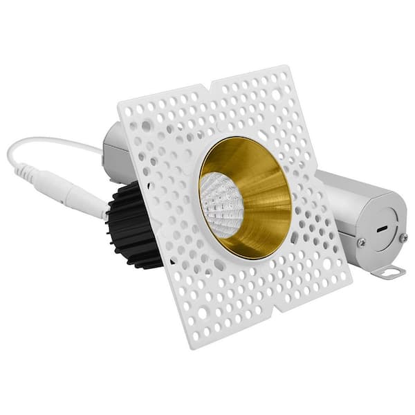 1 in. Integrated LED Trimless Recessed Light with Brass Trim, 10-Watt, 850LM, 5CCT, 60° Beam Dimmable CRI90 White, Brass