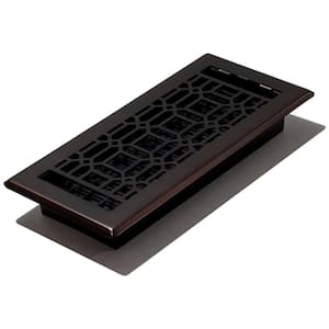 4 in. x 10 in. New Gothic Floor Register, Plated Rubbed Bronze