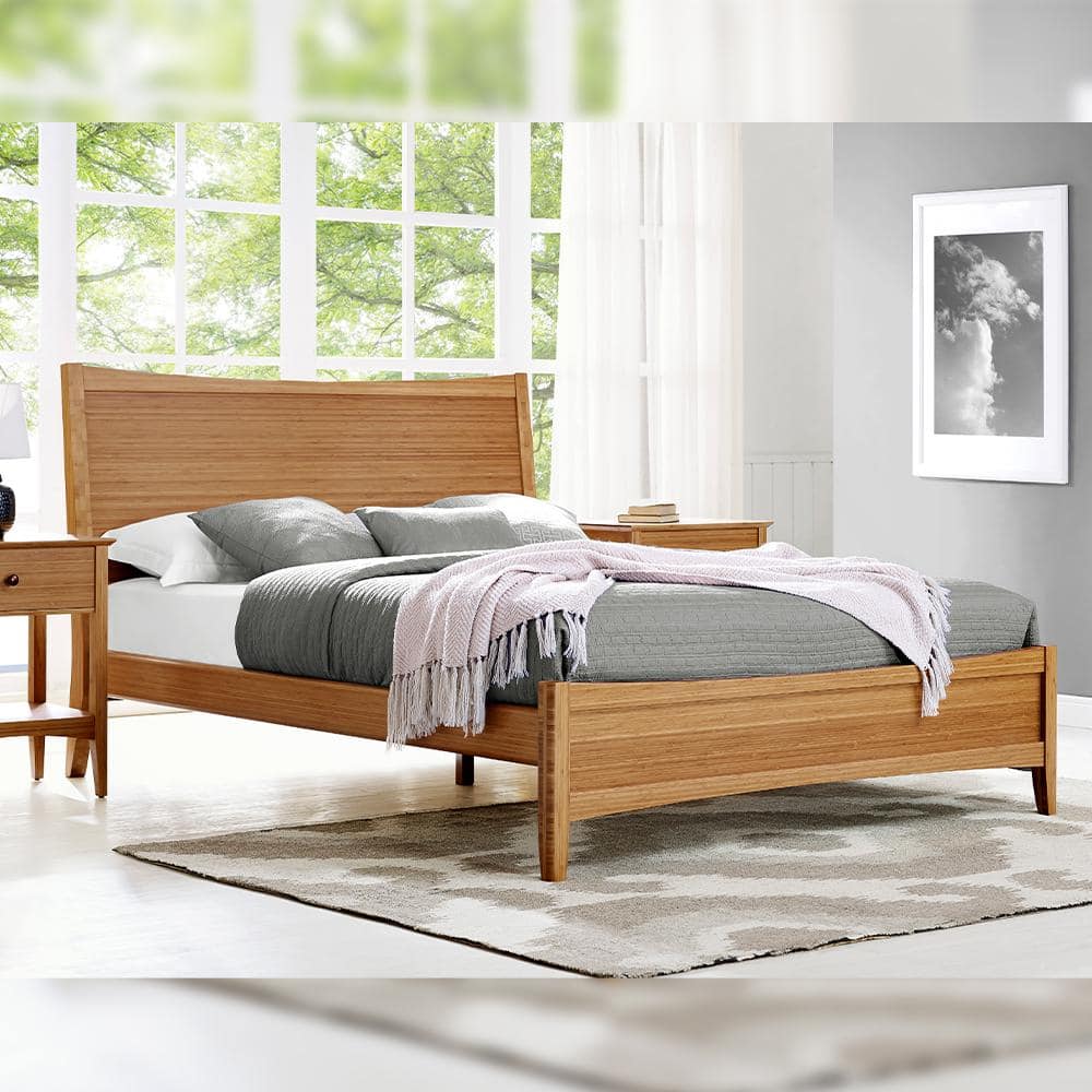 Eco Ridge Willow Honey-Gold King Bamboo Upholstered Bed with Slats