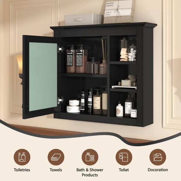 YSQCAR 30 in. W x 28 in. H Rectangular Black MDF Surface