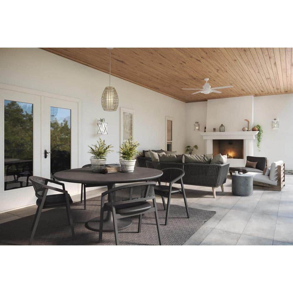 Montague 60" White 5-Blade Indoor/Outdoor Ceiling Fan with LED Light