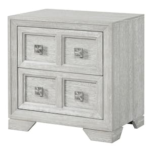 Artello Light Gray 2-Drawer 26 in. W Nightstand with Sunburst Pattern and Felt-Lined Top Drawers