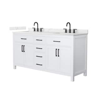 Beckett 66 in. Double Freestanding White Bath Vanity with Giotto Quartz Top Unassembled