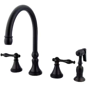 Governor 2-Handle Deck Mount Widespread Kitchen Faucets with Brass Sprayer in Oil Rubbed Bronze