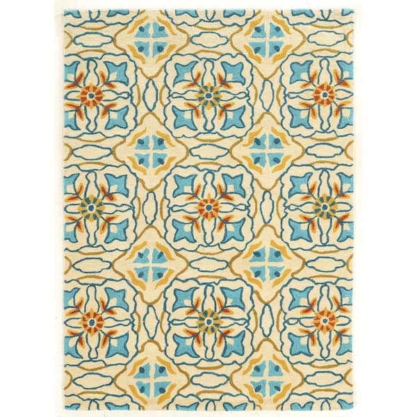 Linon Home Decor Legion Benson Ivory/Blue 8 ft. x 10 ft. Area Rug