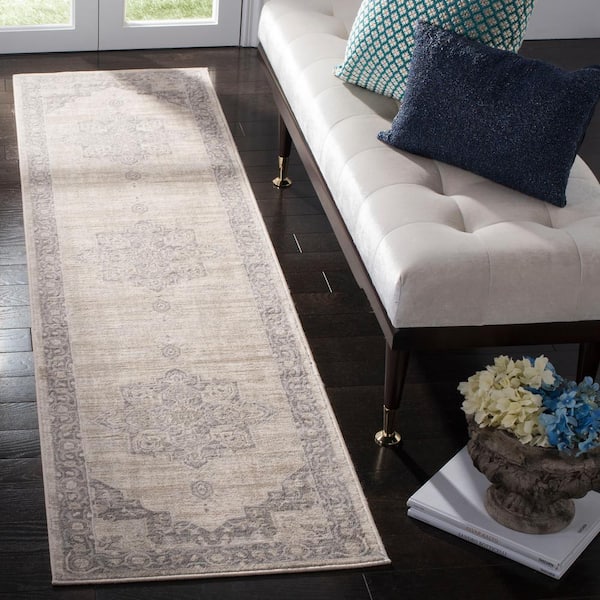 Brentwood Cream/Grey 2 ft. x 18 ft. Border Runner Rug