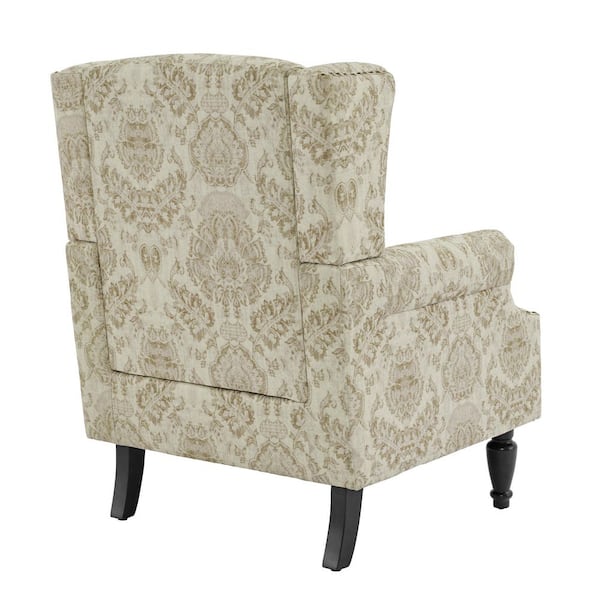 Uixe Retro White Floral Pattern Linen Nailhead Trim Upholstered