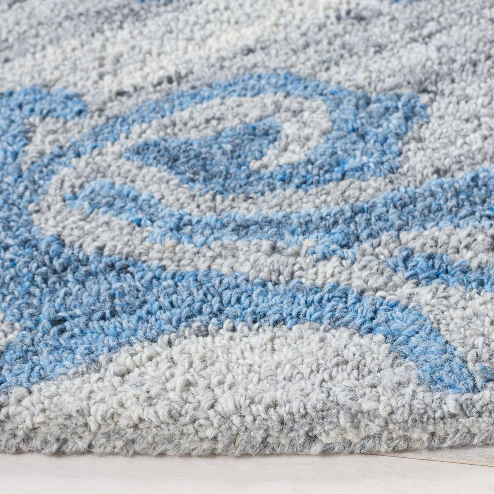 Hand-Tufted Grey and Blue Wool Round Area Rug