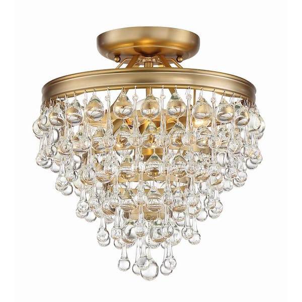 Crystorama Calypso 13 in. 3-Light Vibrant Gold Flush Mount