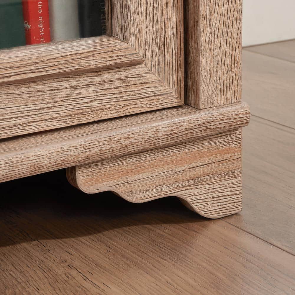 Brushed Oak 54" Wood Credenza with Drawer and Filing Cabinet