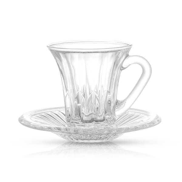 Irenare Set of 6 Glass Coffee Mug with Saucer Set Clear 8 oz Cute Glass  Cups Espresso Cups Small Gla…See more Irenare Set of 6 Glass Coffee Mug  with